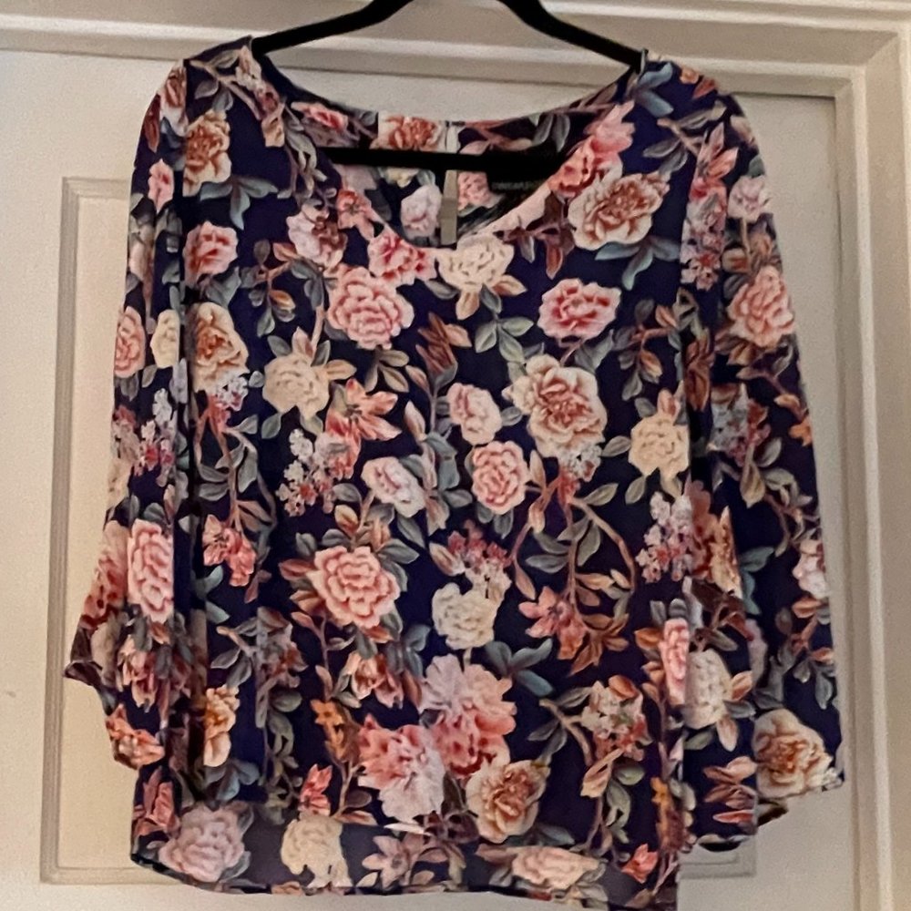 Cynthia Rowley Floral Soft V-Neck Top Blouse - XL